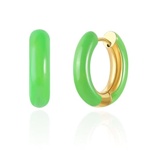 Follome 14K Gold Plated Enamel Hoop Earrings for Women