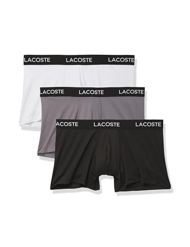 Lacoste Men's Recycled Microfiber Ultra Dry Trunks, 3-Pack, Black/Lead Grey/White, Small