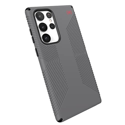 Speck Black Samsung Galaxy S22 Ultra Case - Drop Protection, Extra Grip, Scratch Resistant & Shock-Absorbent Case for Galaxy S22 Ultra - Slim, Grip Case - Graphite Grey, Black, Bold Red Presidio2