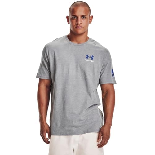 Under Armour Men's New Freedom Banner T-Shirt, Steel Light Heather (035)/Royal, Small