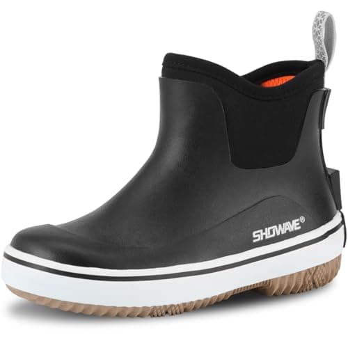 Showave Kid's Rain Boots Boys Girls Waterproof Deck Boot Mud Booties, BK 4