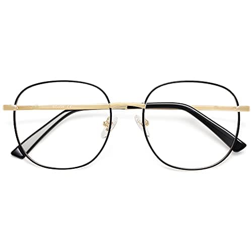 SOJOS Classic Square Blue Light Blocking Glasses for Women Men Stylish Computer Glasses SJ1137, Black&Gold Frame/Anti-Blue Light Lens