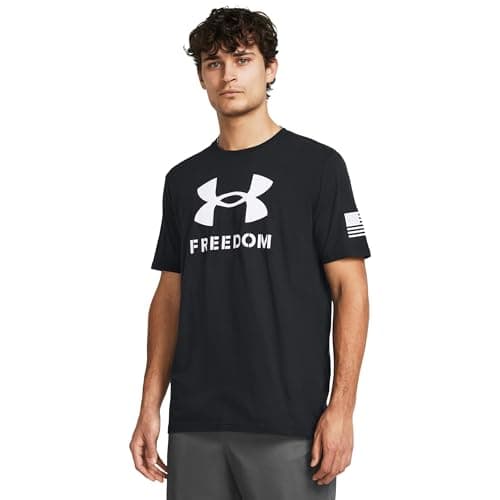 Under Armour Men's Freedom Graphic Short Sleeve T-Shirt, (001) Black/White/Logo, Large