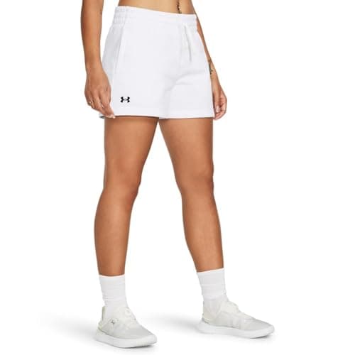 Under Armour Women's Rival Fleece Shorts, (100) White / / Black, Large