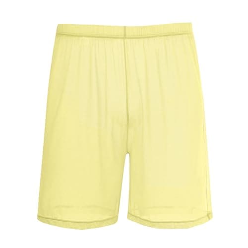 ZAIGGUT Men's See Through Underwear Ultra Thin Ice Silk Long Leg Boxer Brief Sleepwear Sexy Sheer Mesh Boxers Yellow 2XL