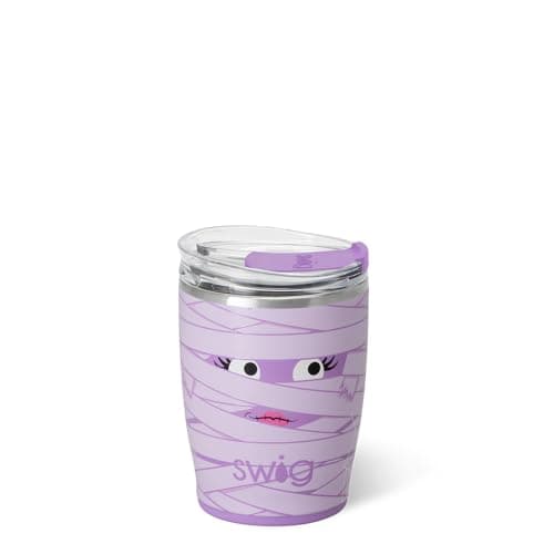 Swig Life 12oz Insulated Tumbler, Halloween Travel Coffee Tumbler with Lid, Cup Holder Friendly Travel Coffee Mug, Stainless Steel, 12 oz Reusable Insulated Coffee Mug (Boo Crew Mummy)