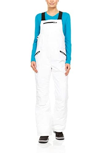 Swiss Alps Womens Insulated Water Resistant Breathable Performance Ski Bib Pants with Pockets, Winter White, XL