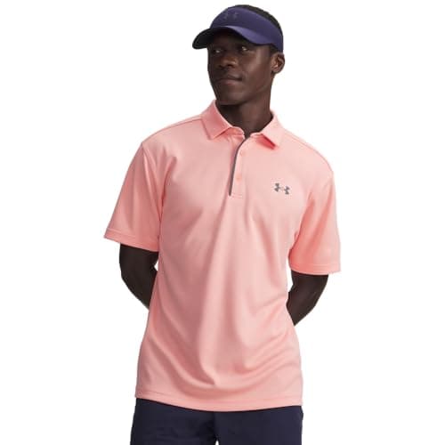 Under Armour Men's Tech Golf Polo, (603) Posh Pink / / Pitch Gray, X-Large
