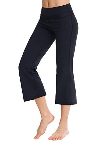 Zeronic Bootleg Yoga Capris Pants for Women High Waist Workout Flare Crop Leggings(Black,X-Small)