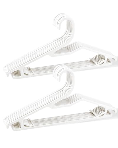 Plastic Hangers, Short Neck Hangers for Clothes, Z-Shape Shirt Hanger for Men 16.5", Flat Space Saving Blouse Hanger for Adults Suit, Hoody, Dress, Small Necked Clothing, Percha de Plástico White 20