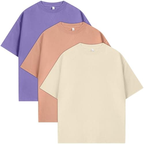 Eadali 3 Pack Men’s Oversized T-Shirts – Drop Shoulder Crewneck Heavyweight 280g Cotton Summer Loose Fit Short Sleeve Casual Tees for Men & Women