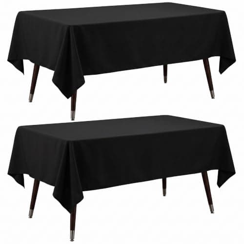 ZuGeo Black Tablecloth 60x102 Inch for 6 Foot Tables, 2 Pack