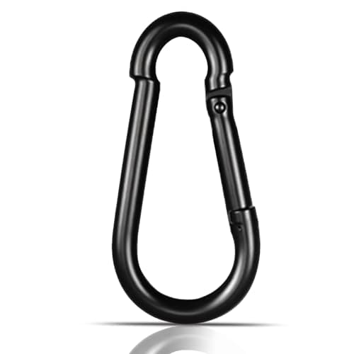 High-PQ Black Carabiner, Heavy Duty Galvanized Steel Spring Snap Hook Carabiner Clips with 1000LBS Holding Capacity, Ideal for Outdoor, Hammock, Swing and Travel (1PCS M12 4.7Inch)