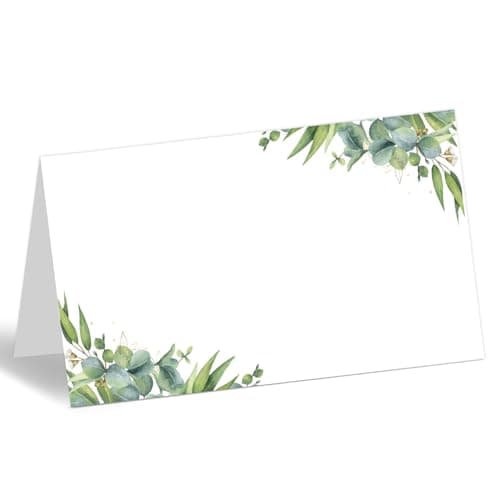 Greenery Place Cards for Table Setting, Set of 25 Name Card Wedding Placecards, Tent Cards for Baby Shower Birthday Party Banquet Reception, Table Setting Supplies -01