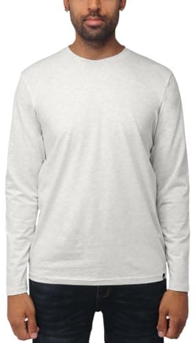 X RAY Men's Crewneck & Hooded Long Sleeve T-Shirt, 95% Cotton Stretch Slim Fit Basic Shirt for Men