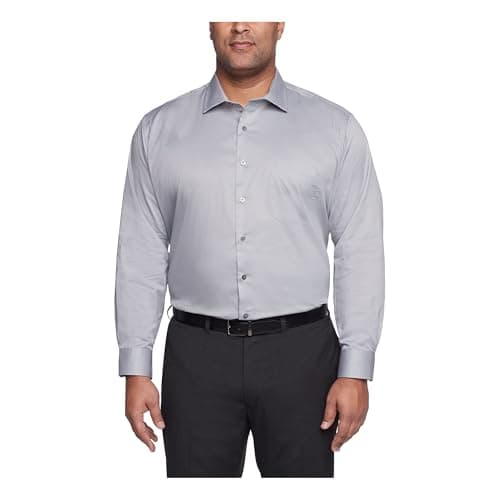 Van Heusen 20F6415 Men's Big FIT Dress Shirts Flex Collar Stretch Solid Shirt, Grey Mist, 18.5" Neck 32"-33" Sleeve (XX-Large)