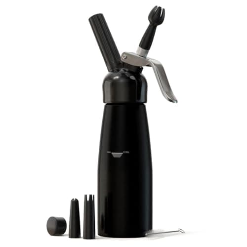 Professional Cream Whipper – 500ml Aluminum Cream Dispenser with Silicone Grip – Durable Cream Maker with 6 Decorating Nozzles & 2 Cleaning Brushes