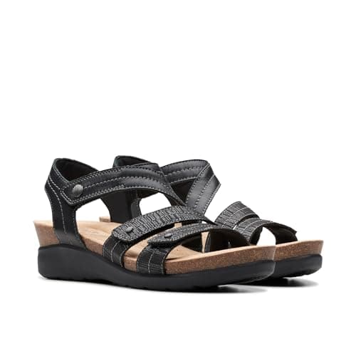 Clarks Collection Women's Calenne Clara Wedge Sandal, Black Combi, 5 Medium US