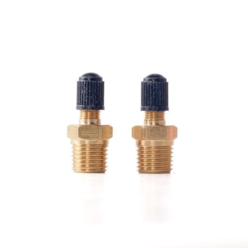 Schrader Valve Air Inflator Adapter Brass 1/4 NPT for Portable Air Compressor and Tire Inflator with Standard Valve and Sealing Caps 2pcs