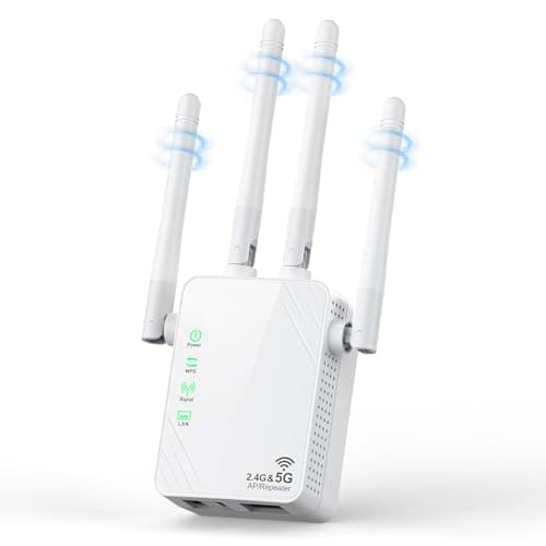 WiFi Extender Signal Booster for Home, Dual Band 1200Mbps Internet Extender WiFi Booster Up to 12888 Sq.ft Coverage and 105 Devices, WiFi Repeater with Ethernet Port, Easy Setup