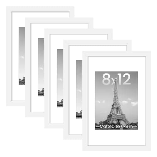 upsimples 8x12 Picture Frame, Gallery Wall Frames Set of 5, White