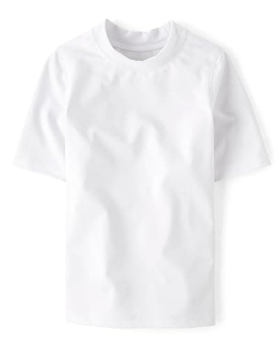 The Children's Place,Boys,Short Sleeve Rashguard,White,Large