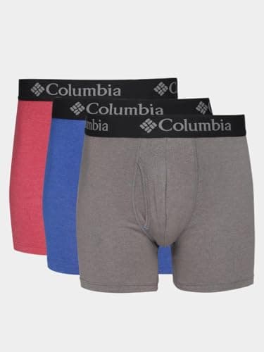 Columbia Men's Performance Cotton/Stretch 3 Pack Solid Boxer Brief Socks 3 Pack, Port Royal/India Ink/Black, XS
