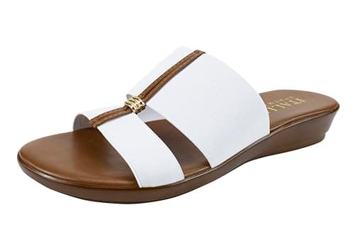 ITALIAN Shoemakers Sofy Wedge Sandals Women White Stretch 7M