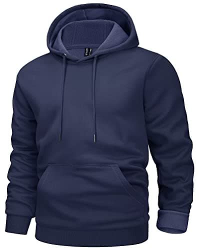 MAGCOMSEN Men's Casual Pullover Hoodies Long Sleeve Hooded Sweatshirts Athletic Sweatshirts Active Sportswear Fall Spring Pullover Navy S