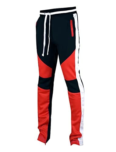 SCREENSHOT Men's Premium Workout Lifestyle Color Block Fashion Track Pants P41901-Black-Medium