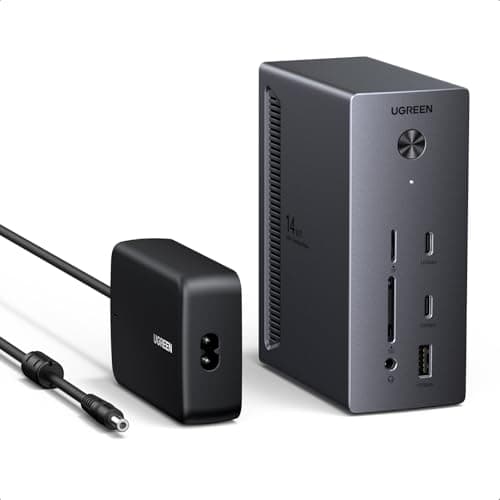 UGREEN 14-in-1 USB C Docking Station (Only for Windows Laptops) Triple Monitors Revodok Pro 314 with 8K DP/ 4K HDMI, 100W PD, Gigabit Ethernet, SD/TF 3.0, 3.5mm Audio, 140W Power Adapter (2HDMI & DP)