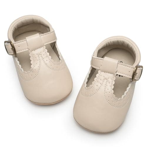 HONGTEYA Infant Baby Girls Mary Jane Flats Non Slip for Toddler First Walkers Soft Sole PU Leather Crib Shoes Sneaker Wedding Party Christmas Princess Dress Shoes Baby Moccasins Girls