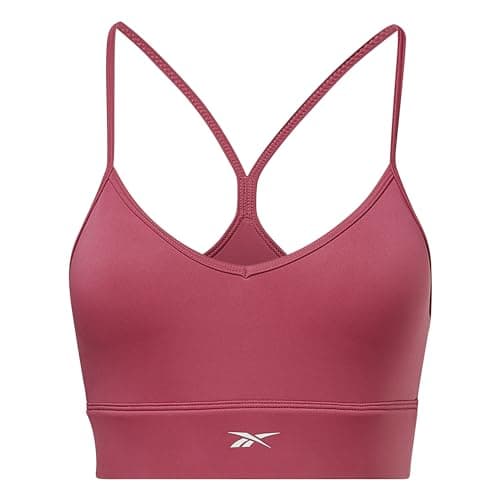 Reebok Women's Standard Tri-Back Sports Bra, Light Support, Semi Proud Pink/White Small Logo, 42D, 44A