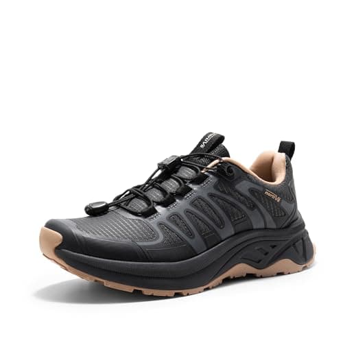 NORTIV 8 Women's Quick Laces Hiking Shoes Lightweight Walking Outdoors Trekking Trails Camping Casual Sneakers,Size 5.5,Carbon Black,SNHS242W