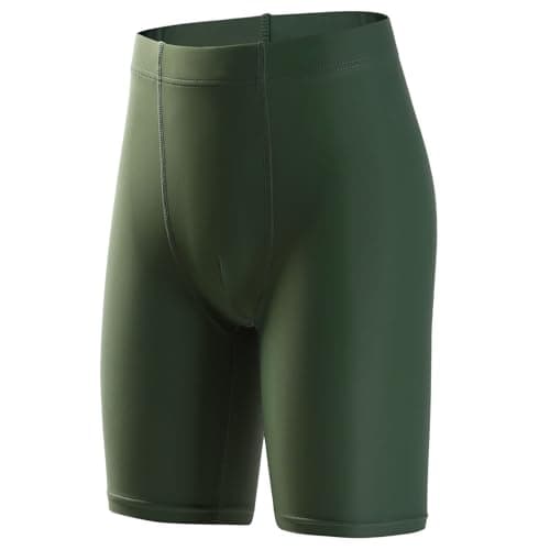 BELEROY Boys' Swim Jammers Competitive Swim Team Suit Quick Dry Bathing Suit Youth Kids Athletic Swimming Shorts UPF 50+(Army Green,S)