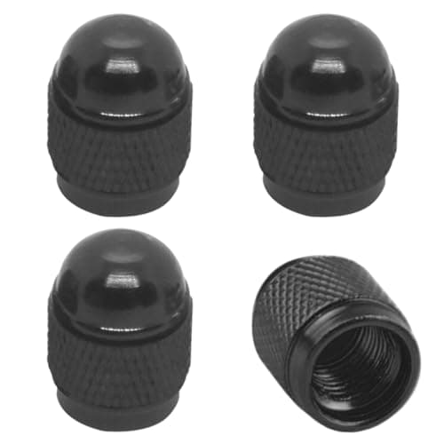 DUSCOKE 4PCS Bullet Style Tire Valve Stem Caps, Corrosion Resistant Aluminum Alloy Dustproof Car Wheel Tire Valve Caps, Universal Valve Stem Covers for Cars, SUVs, Trucks, Motorcycles, Bikes (Black)
