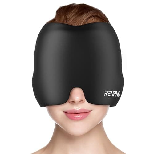 Upgraded Odorless Ice Head Wrap, Renpho Headache Relief Hat with Hot or Cold Therapy, Migraine Ice Pack, Compress Face Mask, Gel Cold Relief Cap, Gift for Reduce Migraine, Sinus, Stress