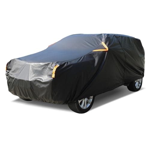 Car Cover Waterproof All Weather,Car Covers for Automobiles with Driver Door Zipper,Outdoor Car Cover Rain,Snow and UV Protection with Waterproof Adhesive Strip, Fit SUV-Length 195" to 200"