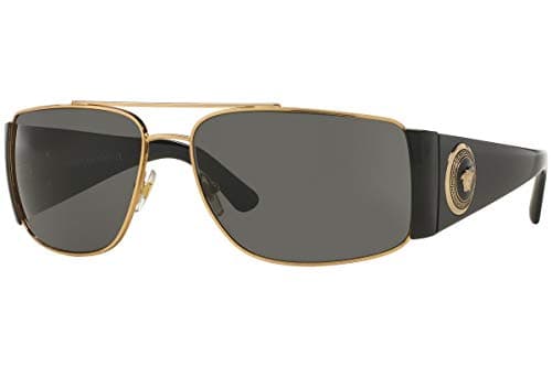 Versace Man Sunglasses Gold Frame, Dark Grey Lenses, 63MM