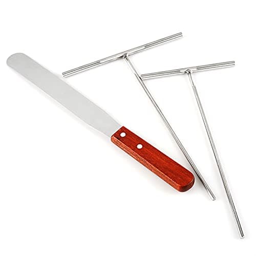 Echaprey 3Pcs T Shape Stainless Steel Crepe Maker Batter Spreader 5"7"12"
