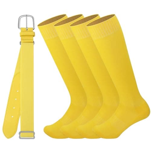 Ultrafun Kids Youth Baseball/Softball Socks and Belt Combo Set for Boys Girls (US, Alpha, Large, Regular, Yellow)