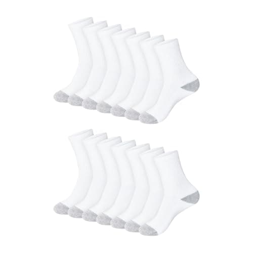 Hanes Womens Value Pack, Crew Soft Moisture-wicking Socks, Available In 10 And 14-packs, White - 14 Pack, 8-12 US