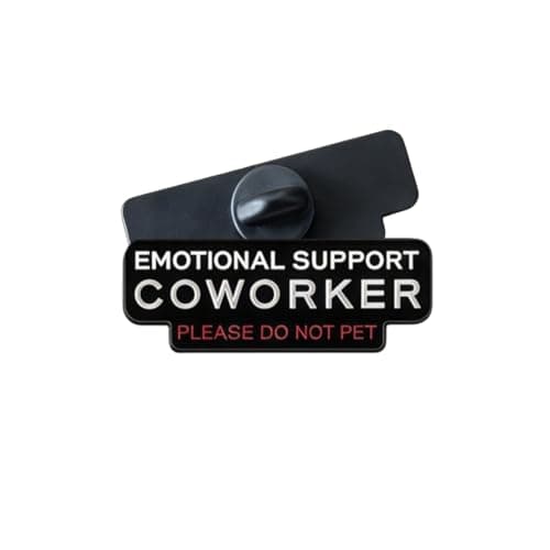 Emotional Support Coworker Enamel Pin, Do Not Pet Funny Office & Work Humor Lapel Backpack Coat Outfit Jewelry (BLACK RED Emotional * 1)