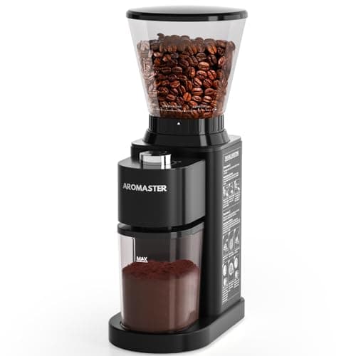 Aromaster Burr Coffee Bean Grinder, 48 Settings, Anti-Static, Black