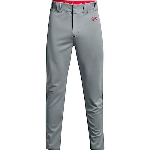 Under Armour Men's Gameday Vanish Pipe Pants, Baseball Gray (083)/Red, Small