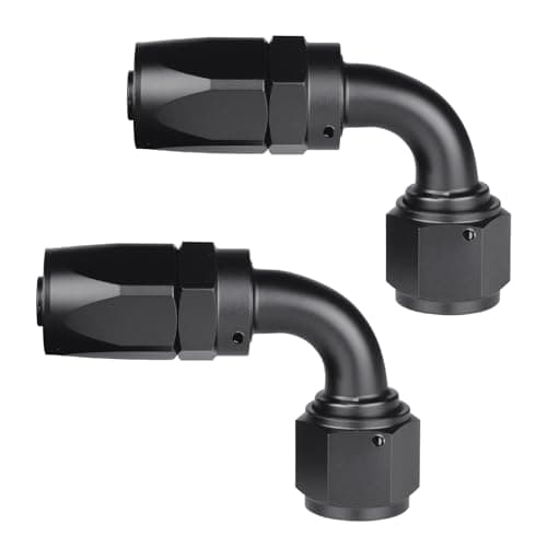 VehiMata 8AN Hose End Fitting 90 Degree Swivel for CPE Braided Fuel Hose Line Aluminum Black 2PCS