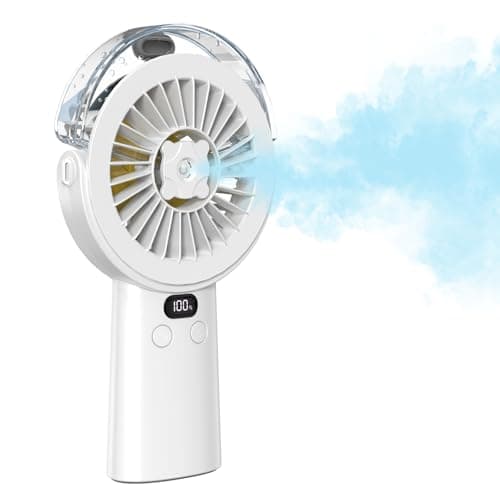 BQSS Handheld Misting Fan Portable for Travel Home Office Outdoor, White