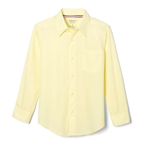 French Toast Boys' Long Sleeve Classic Dress Shirt (Standard & Husky), Yellow, 4