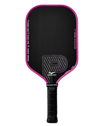 Warping Point Keystone Pickleball Paddle – Carbon Fiber Paddle, 16mm Honeycomb Core, Seamless One-Piece Frame, Extended Handle for Spin & Control – Rose Red