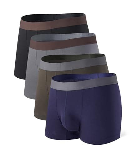 DAVID ARCHY Mens Trunks Underwear Soft Breathable Rayon Made from Bamboo for Men No Fly Pouch 4-Pack XL 3.5'' Assorted Colors